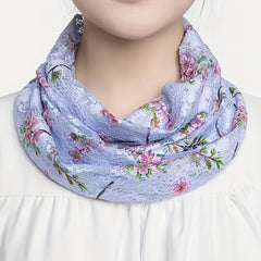 Lace Floral Butterfly Print Scarf Thin Breathable Neck Gaiter Warm Elastic
