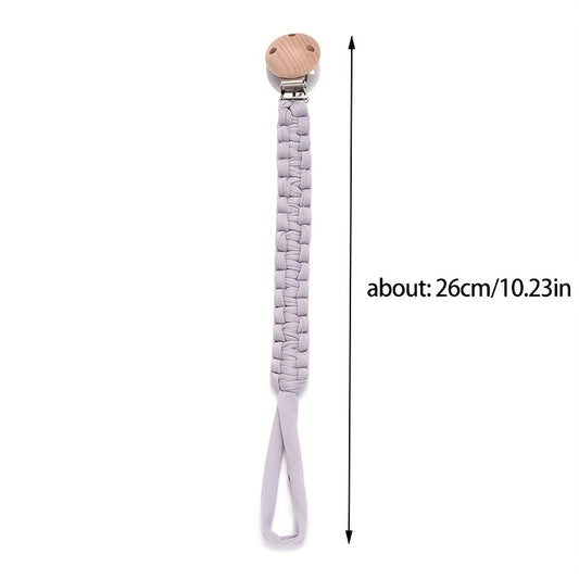 Baby Grey Braided Pacifier Chain Anti-drop Beech Pacifier Holder