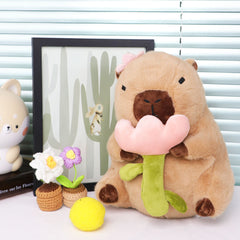 Capybara Plush Toy Stuffed Animal Flower Cozy