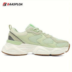 Women's Thick Sole Shock Absorption Sneakers, Mesh Breathable Running Shoes