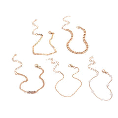 5 Pcs Hollow Chain Bracelet Minimalist Stackable Chain Bracelet