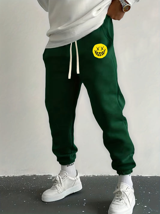 Smile Face Drawstring Sweatpants Loose Fit Joggers For Spring Autumn