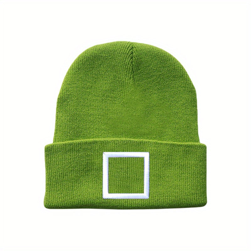 Square Embroidery Knitted Hat For Men