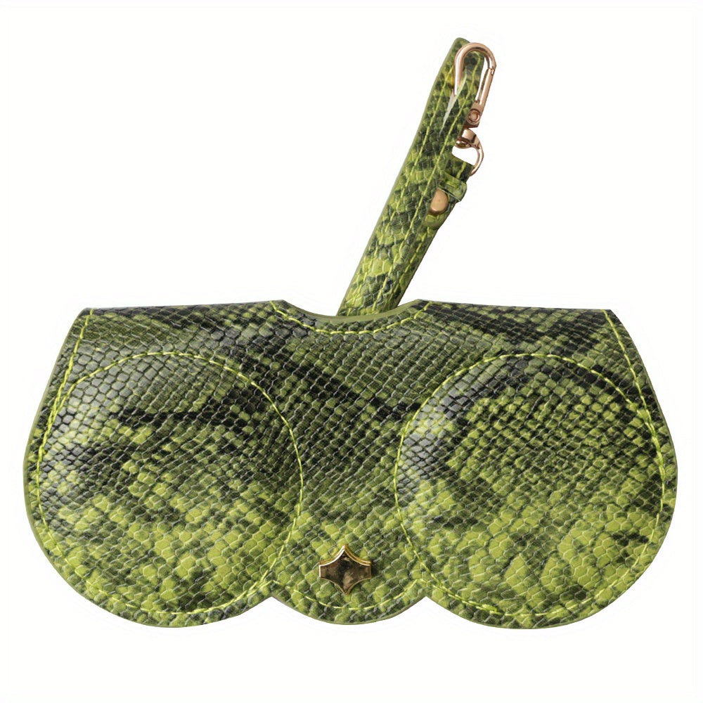 SOOLALA Snake Skin Eyeglasses Clip PU Glasses Case