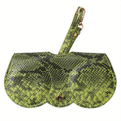SOOLALA Snake Skin Eyeglasses Clip PU Glasses Case