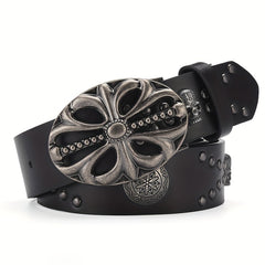Men's Boho Skeleton Head Buckle Belt