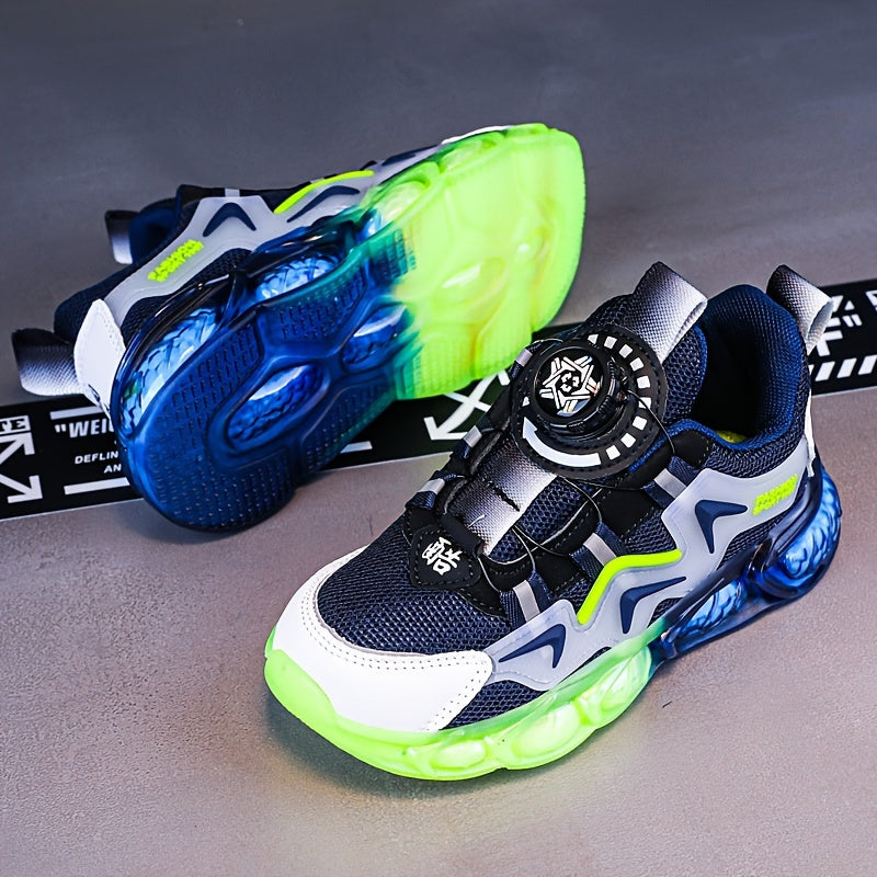 Girl's Block Basketball Shoes Rotating Buckle Breathable Non Slip Sneakers