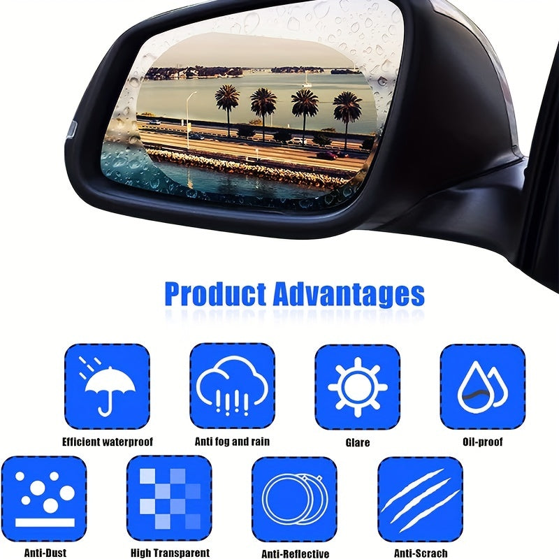 4pcs Car Rearview Mirror Film Rainproof Anti Fog Nano Coating