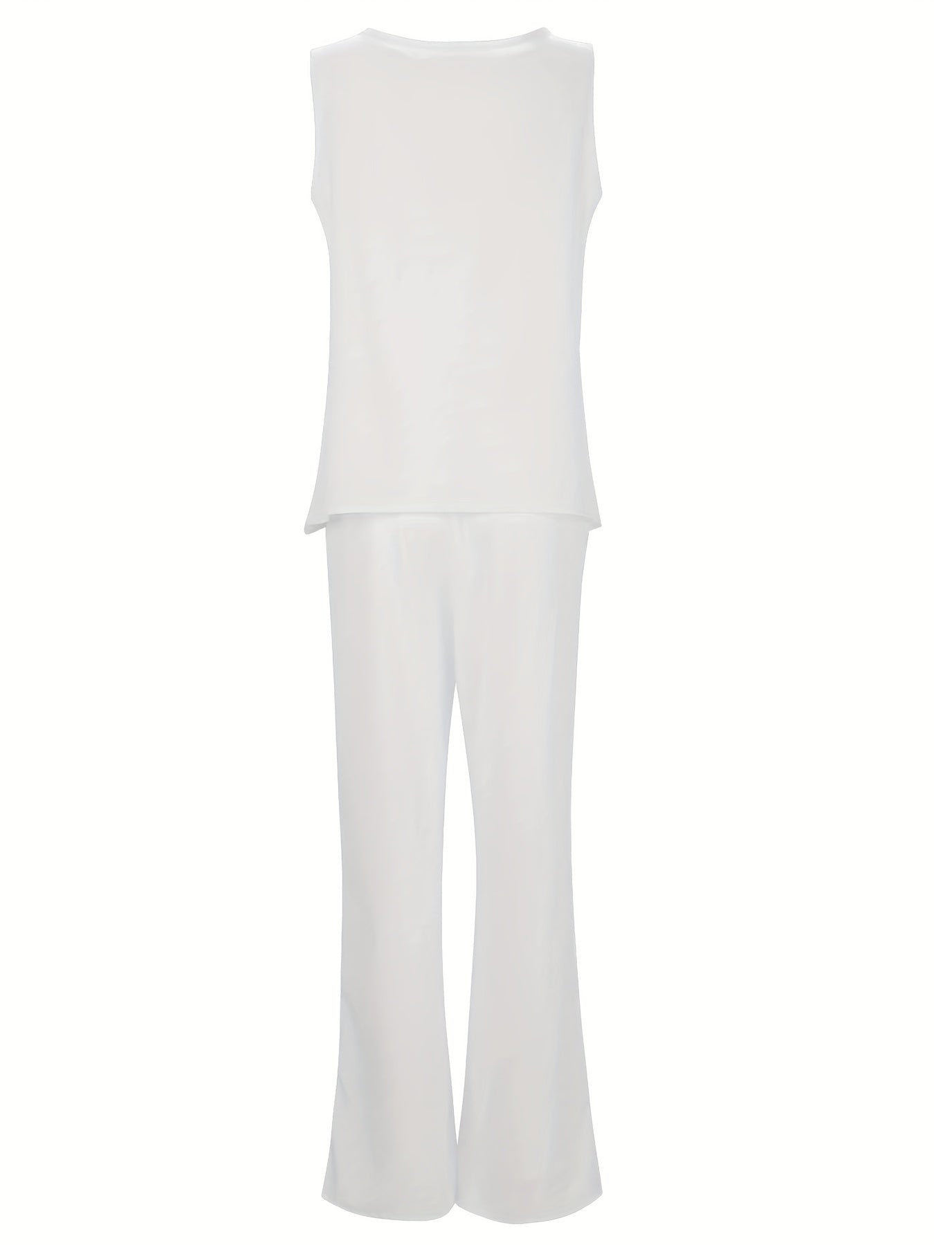  Solid Tank Top & Wide Leg Pants Set