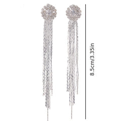 Exaggerated Rhinestones Tassel Earrings For Women