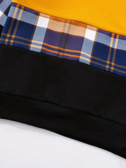 Toddler Boy's Plaid Sweatshirt & Sweatpants Set Street Style Outfit