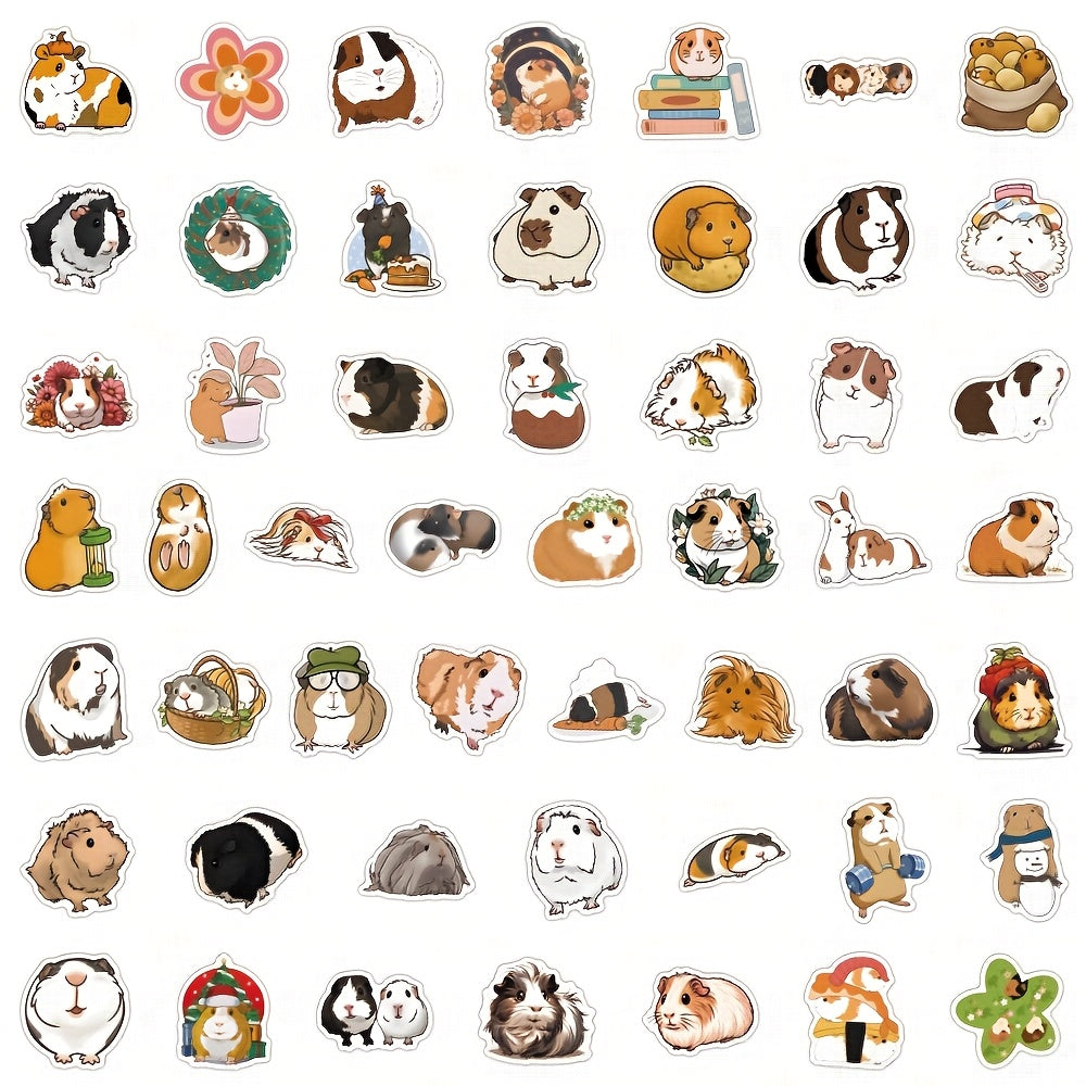 50pcs Guinea Pig Vinyl Stickers for Scrapbooking Diaries Water Bottles