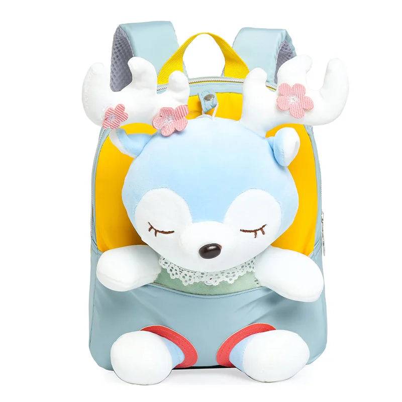 3D Elk Plush Toy Kids Backpack, Kindergarten Bookbag for Age 4-8
