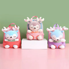 3D Elk Plush Toy Kids Backpack, Kindergarten Bookbag for Age 4-8