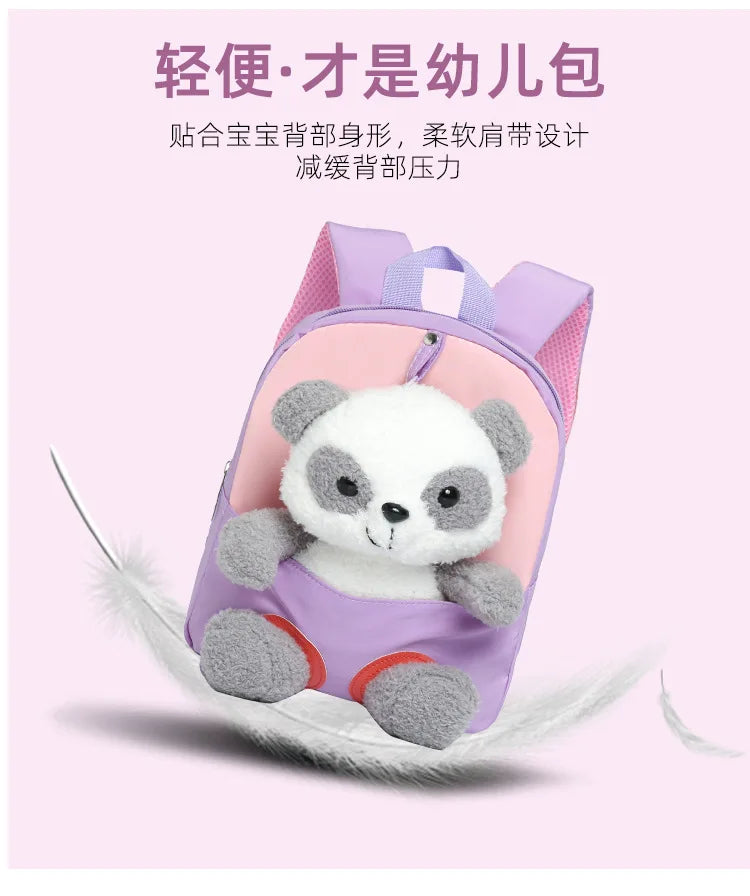 3D Panda Plush Toy Children Backpacks,Kindergarten School Bags
