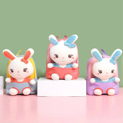 3D Rabbit Plush Toy Kids Backpack, Kindergarten School Bag, 10 Inch Bookbag