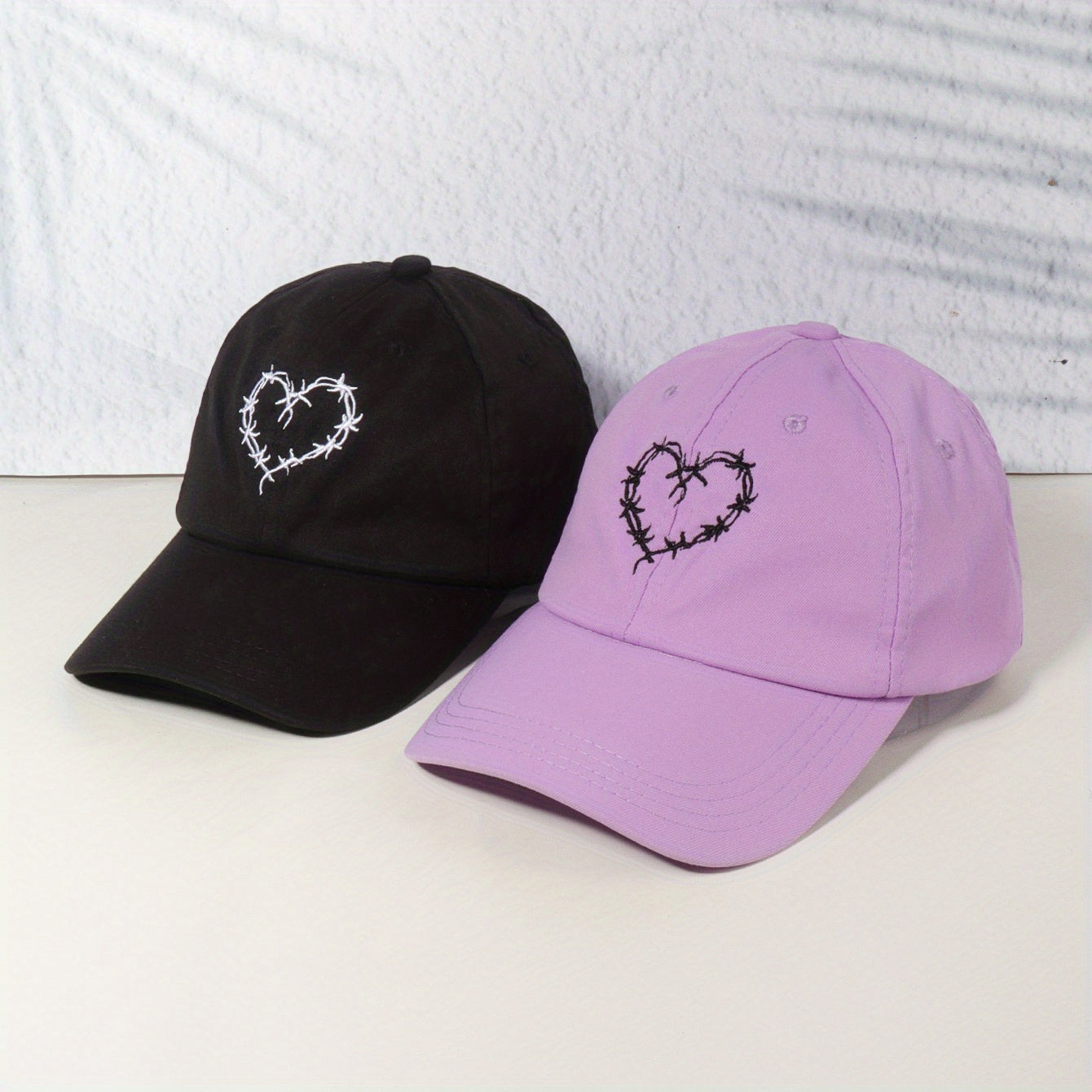 Couple Baseball Cap Heart Embroidery Sun Hat Adjustable Dad Hats