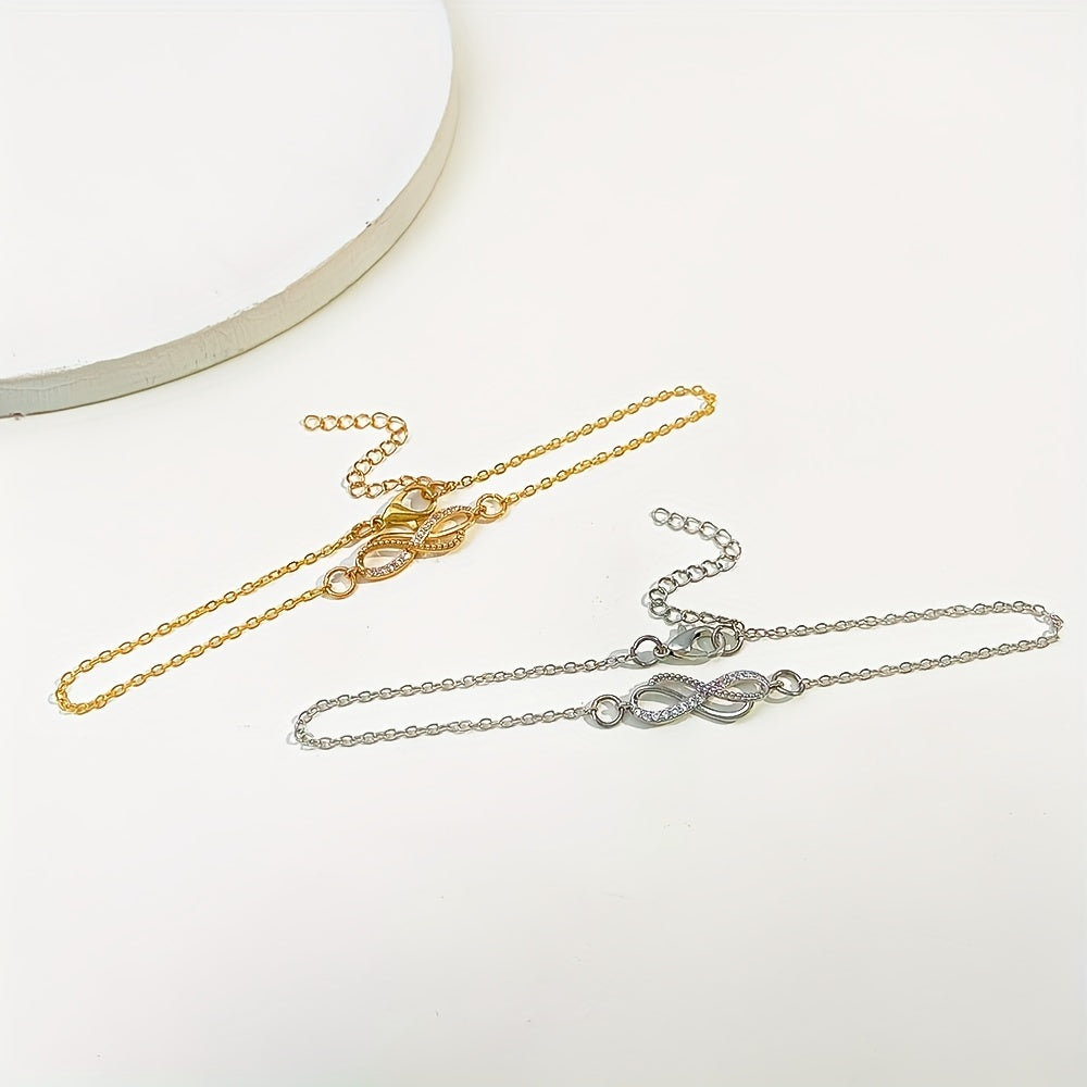 Infinity 8 Character Chain Anklet 18K Plated Zinc Alloy