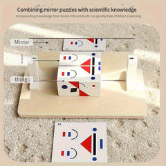 Wooden Mirrored Building Block Game with 20 Double Sided Cards