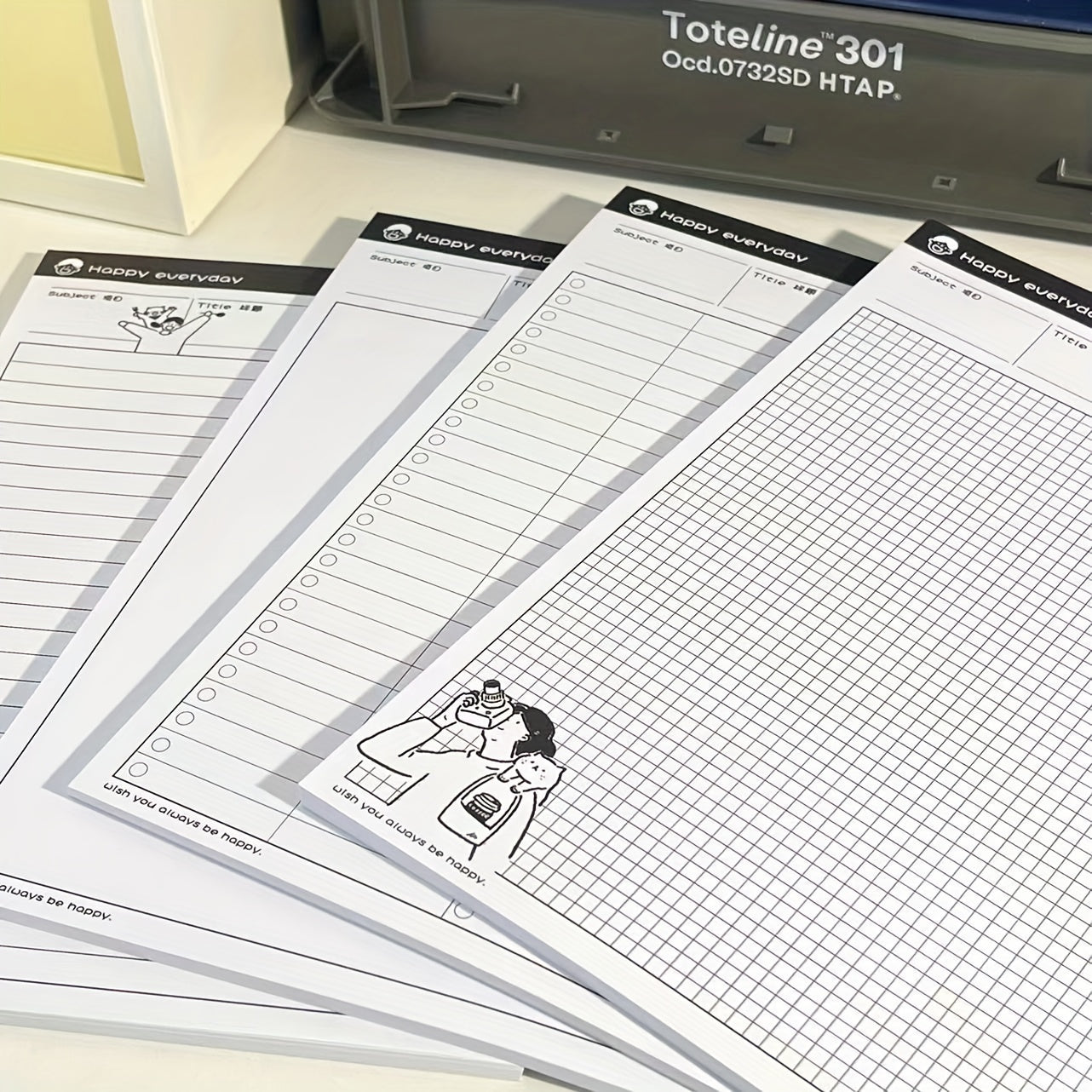B5 Memo Book 30 Sheets Horizontal Line Checkered Blank Tearable Pages