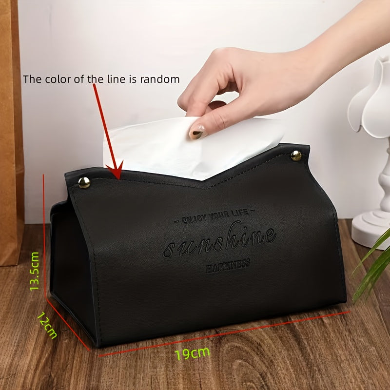 European Style Leather Tissue Box V Mouth Design for Home Living Room & Car