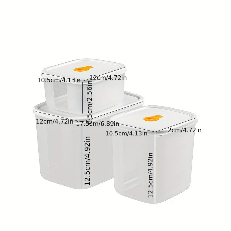3pcs Refrigerator Storage Box Microwave Safe Lunch Box Fruit Vegetable Box