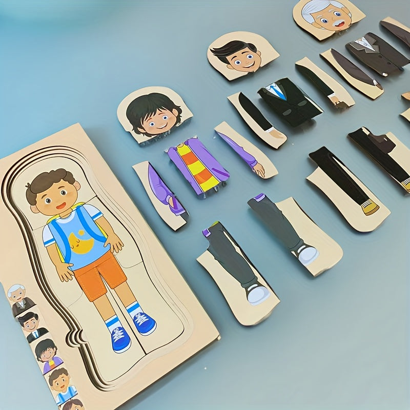 Wooden Puzzle Pretend Play Toy for Cognitive Development