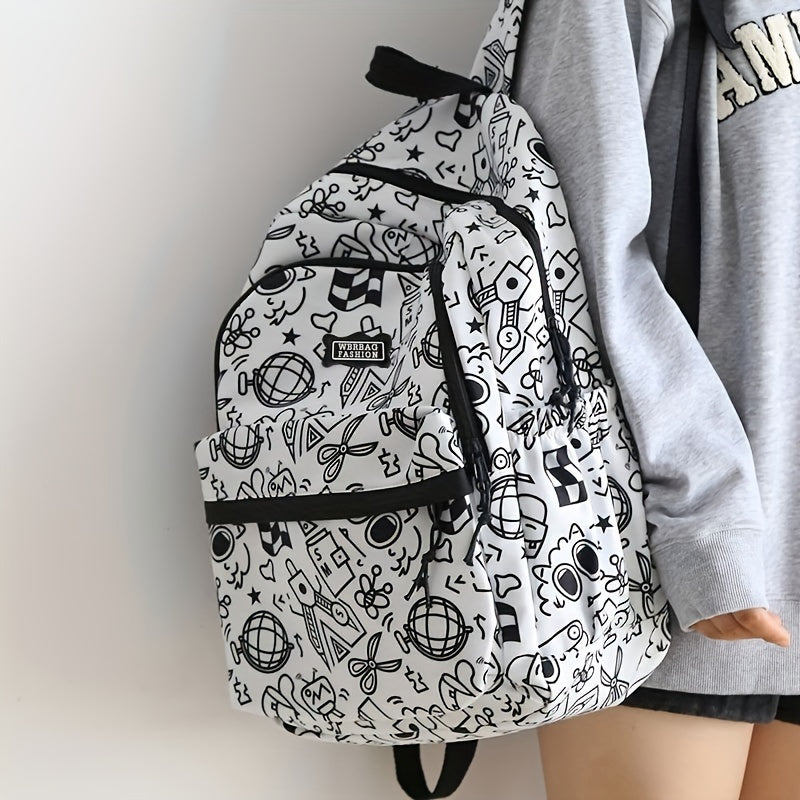 Large Capacity Graffiti Backpack for Women, College Students, Travel