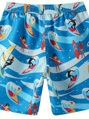 Men's Floral Beach Shorts Elastic Waist Swim Trunks