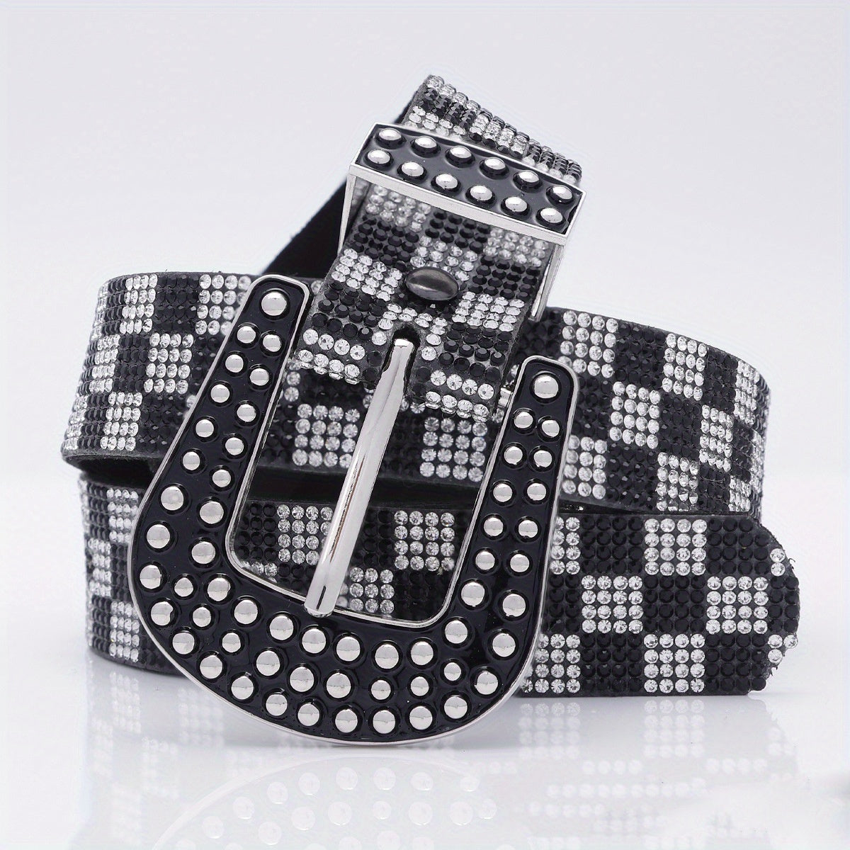 Vintage Rhinestone Belt Women's Y2K Hip Hop Jeans Pants Waistband