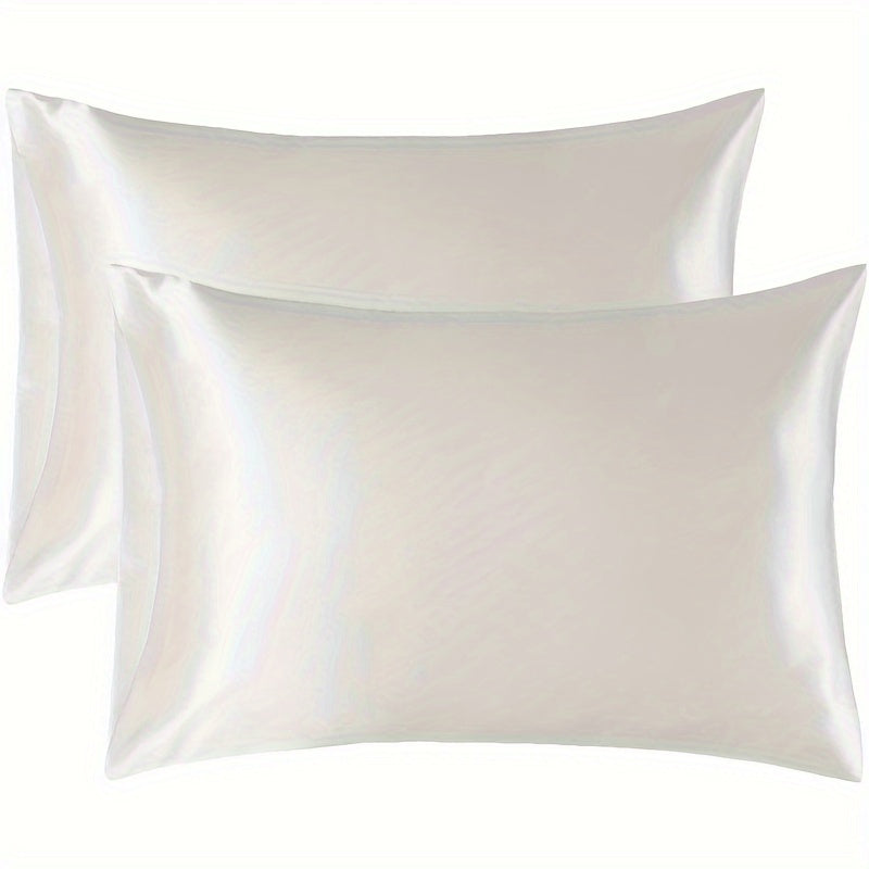 2pcs Ice Silk Face Pillowcase Solid Color Single Pillowcase RV Holiday Bedding