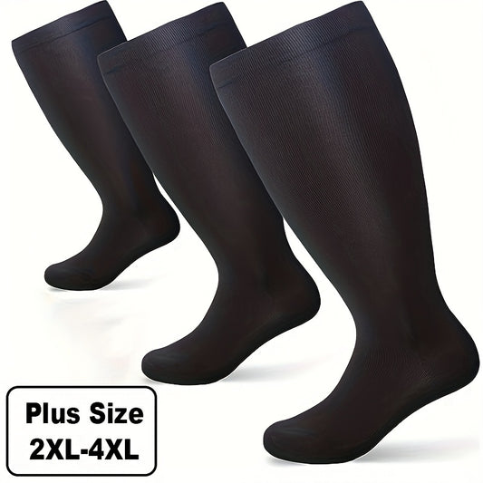 3 Pairs Plus Size Compression Socks 20-30mmHg Wide Calf Knee High Support