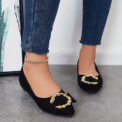 Metallic Decor Ballet Flats Soft Sole Slip On Shoes