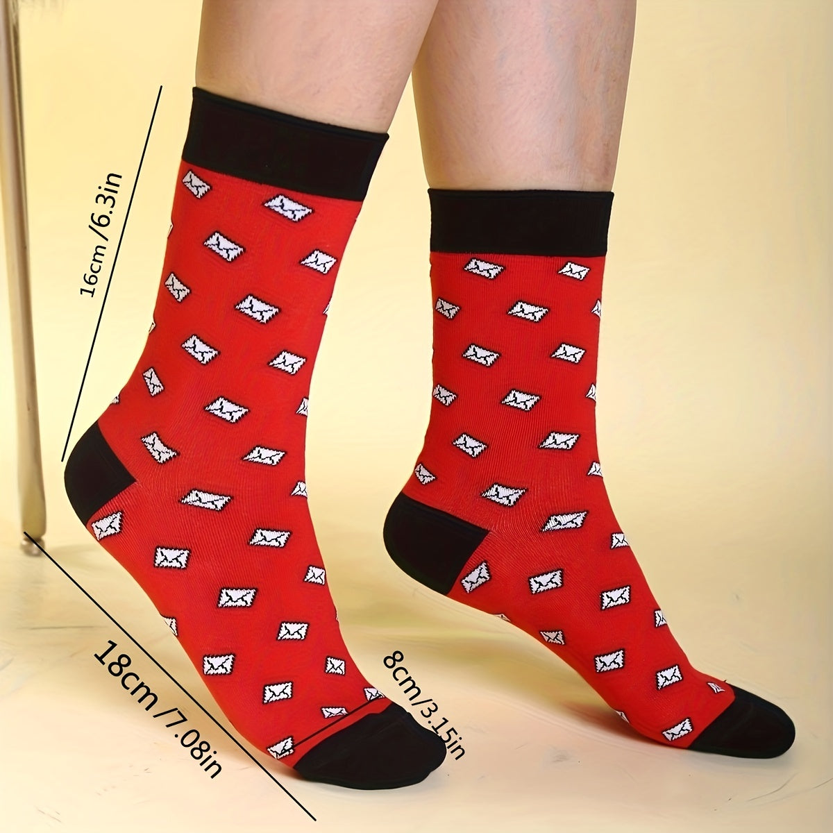 Cartoon Envelope Print Socks Women's Mid Tube Stockings