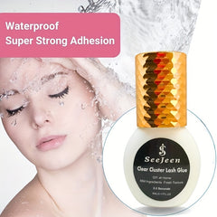 Clear Lash Glue for Cluster Eyelash Extensions Fast Drying Sensitive Waterproof
