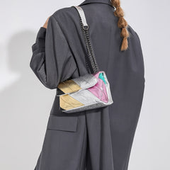 Metallic Rainbow Crossbody Bag Chain Shoulder Purse