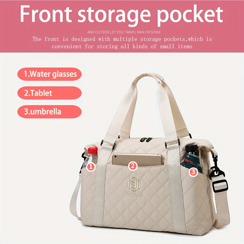 Large Capacity Argyle Pattern Travel Duffle Bag