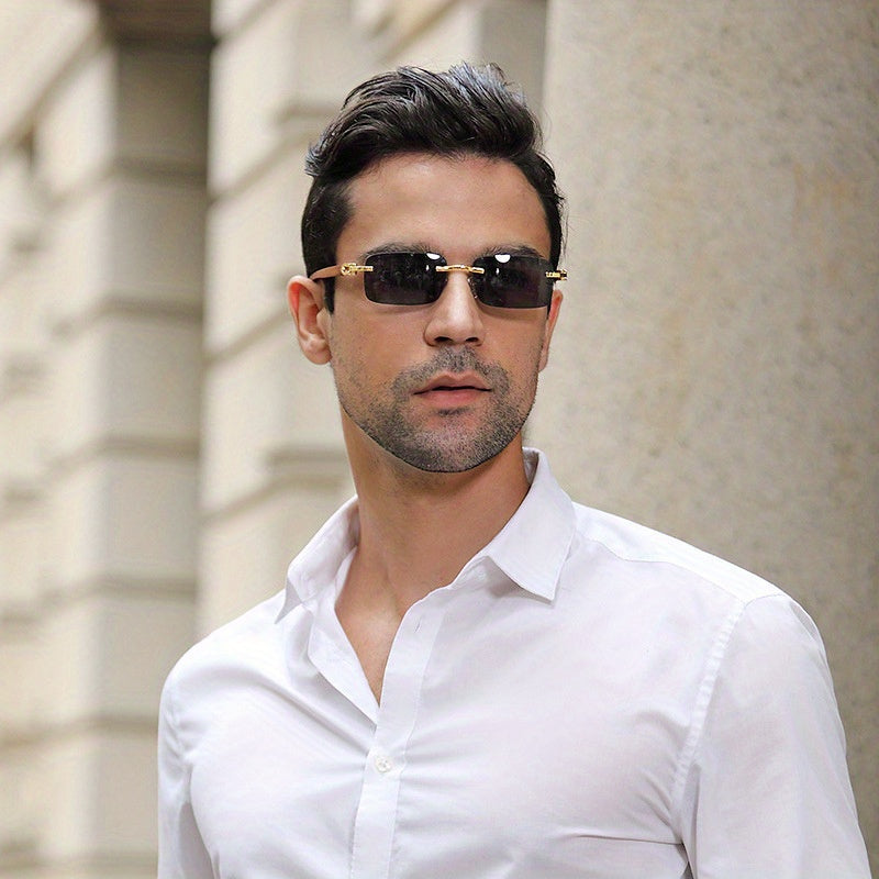 Men's Rimless Sunglasses for Outdoor UV Protection