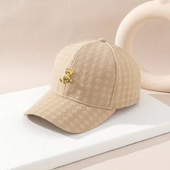 Metal Bear Baseball Cap Embossed Couple Hats Lightweight Sunscreen Dad Hats