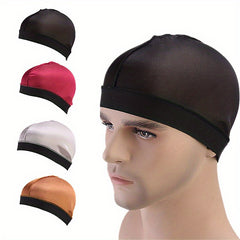 4pcs Silky Stocking Wave Caps Large Size Compression Stain Caps for Men