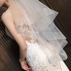 Double Layer Bridal Veil with Comb Stretchable Nylon Wedding Accessory Tulle