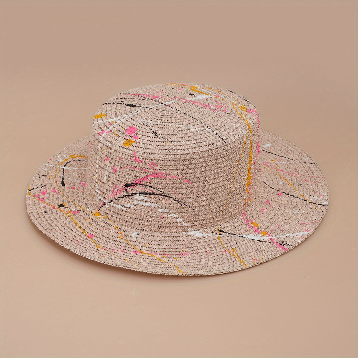 Men's and Women's Straw Hat Summer Sun Hat Seaside Vacation Beach Flat Top