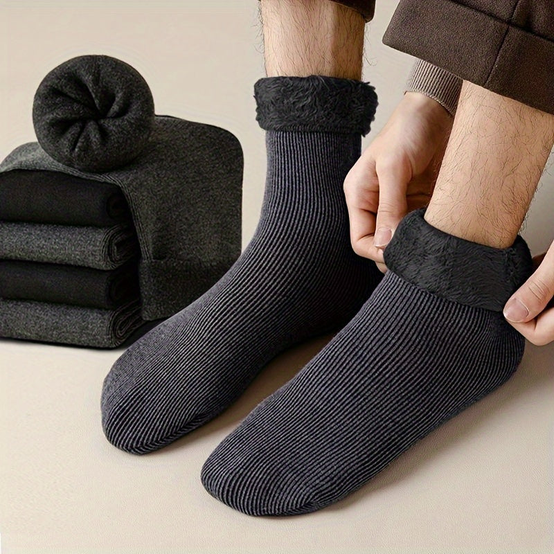 8 Pairs Striped Velvet Thick Warm Sleeping Crew Socks