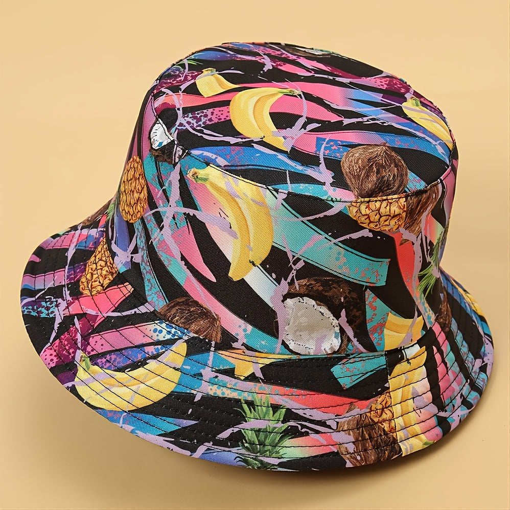 Unisex Fruit Print Windproof Couple Bucket Hat Outdoor Fishing