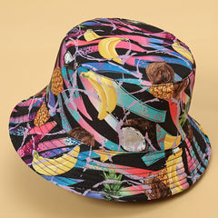 Unisex Fruit Print Windproof Couple Bucket Hat Outdoor Fishing