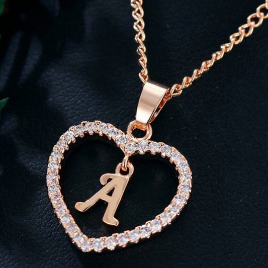 Heart Pendant Name Initial Necklace Zircon Heart Necklace Jewelry