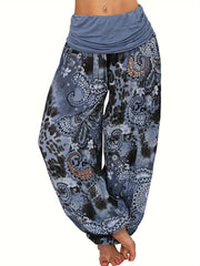  Boho Paisley Print High Waist Harem Pants