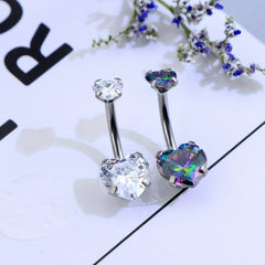 Colorful Zircon Belly Button Ring Stainless Steel Piercing Jewelry