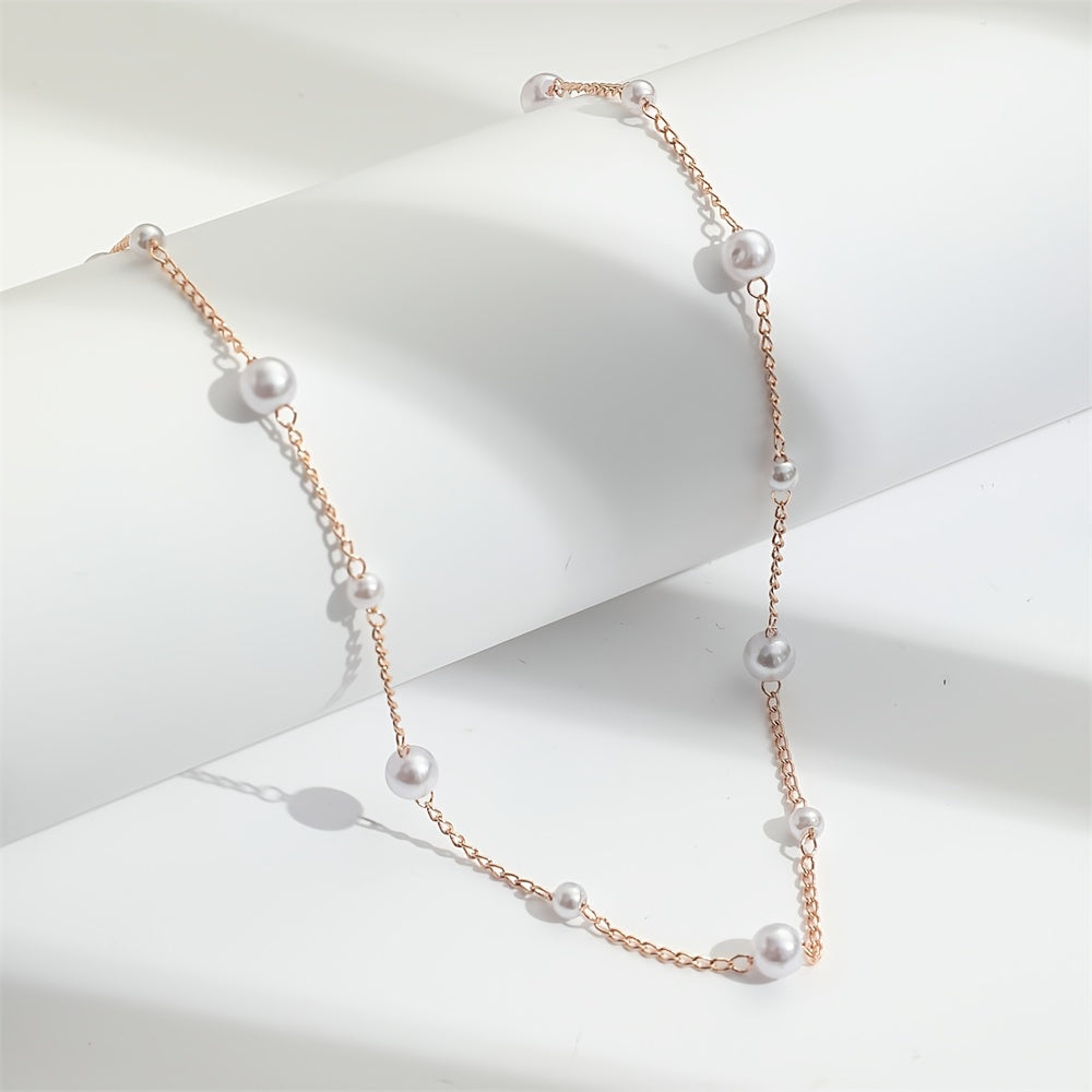 Pearl Chain Necklace Delicate Jewelry Party Decor For Women Girls Gift