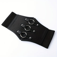 Punk Circles Buckle Wide Belt Coat Waistband Elastic Casual Decorative Girdle